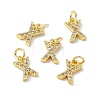 Real 18K Gold Plated Brass Micro Pave Clear Cubic Zirconia Charms KK-E068-VB452-X-4