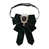 Polyester Bow Tie with Alloy Glass Brooch AJEW-WH0481-784B-1