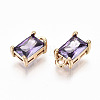 Brass Glass Rhinestone Pendants X-GLAA-S179-21B-RS-2
