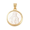 Natural White Shell Flat Round Pendants KK-F919-42C-G-2