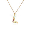 Brass Pave Colorful Cubic Zirconia Initial Pendant Necklaces for Women FS-WG02860-12-1