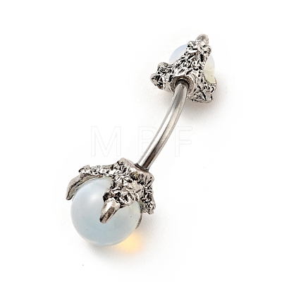 Opalite Beaded Curved Barbell AJEW-G042-04P-1