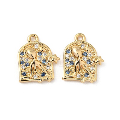 Brass Micro Pave Cubic Zirconia Charms KK-C099-01E-G-1