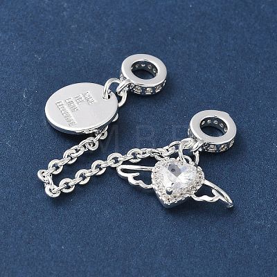 Brass Micro Pave Clear Cubic Zirconia Cable Chain European Beads KK-G531-07B-S-1