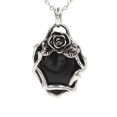 Retro Natural Obsidian Pendants PW-WG52952-04-1