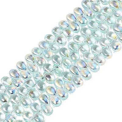 Electroplate Transparent Glass Beads Strands EGLA-N057-01A-02-1