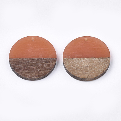 Resin & Walnut Wood Pendants RESI-S358-02B-13-1