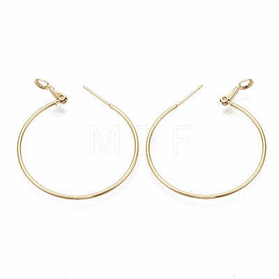 Brass Hoop Earrings X-EJEW-T007-01G-NF-1