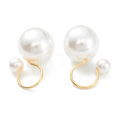 Plastic Imitation Pearl Cuff Earrings EJEW-G283-06-1