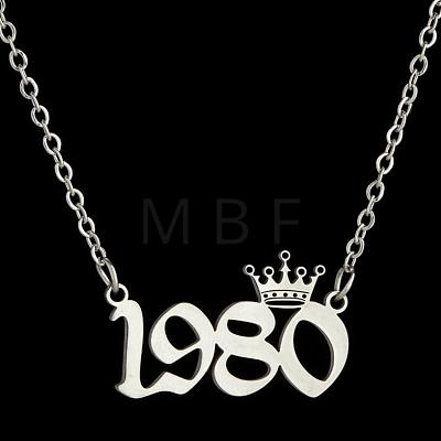 Crown Birth Year 201 Stainless Steel Pendant Necklaces for Women FS-WG4E8F2-41-1