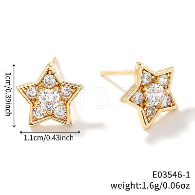 Brass Pave Clear Cubic Zirconia Stud Earrings LS-ZJ0177-1-1