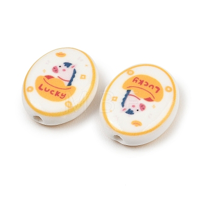 Printed Handmade Porcelain Beads PORC-B009-01-1