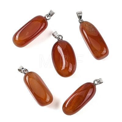 Natural Carnelian Tumbled Stone Pendants GG-K002-06P-1