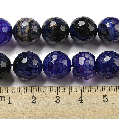 Faceted Natural Dragon Veins Agate Beads Strands G-F447-12mm-P02-1