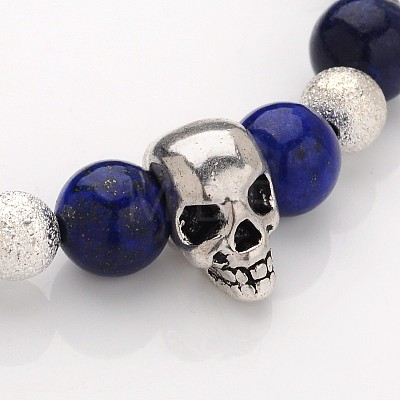 Unique Design Skull Gemstone Beaded Stretch Bracelets BJEW-JB01847-05-1