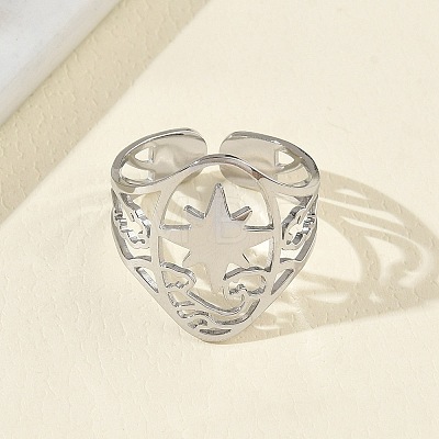 304 Stainless Steel Cuff Open Rings for Women RJEW-F218-01P-1