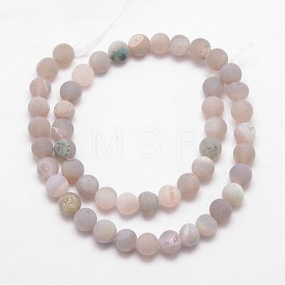 Natural Druzy Geode Agate Bead Strands G-K166-09-8mm-08-1