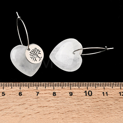 Natural Quartz Crystal & 304 Stainless Steel Hoop Earrings for Women EJEW-G475-05P-02-1