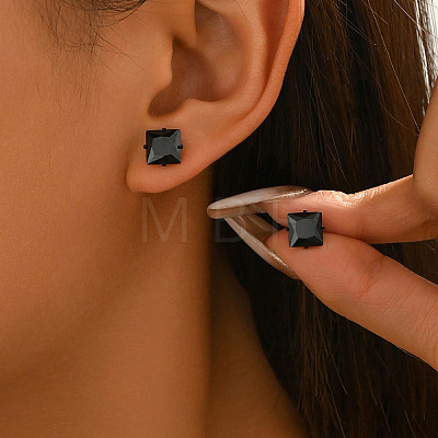 Geometric Square 304 Stainless Steel Stud Earrings for Women YP6314-2-1