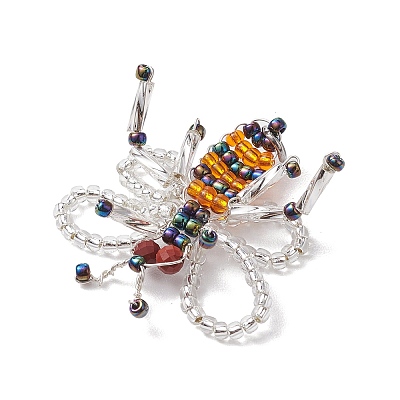 Handmade Glass Seed Beads Woven Pendants PALLOY-MZ00214-02-1