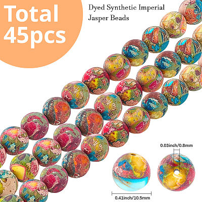45Pcs Dyed Natural Imperial Jasper Beads G-SC0003-90A-1
