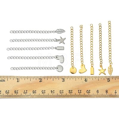 20Pcs 10 Style 304 Stainless Steel Curb Chain Extender STAS-FS0001-37-1
