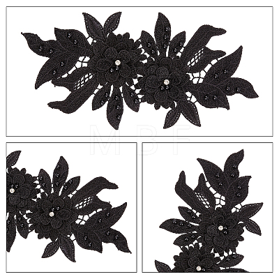 Computerized Embroidery Polyester Floral Lace Collar DIY-WH0321-87A-1