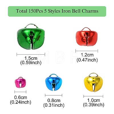 150Pcs 5 Styles Iron Bell Charms IFIN-YW0003-12-1