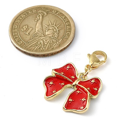 Bowknot Alloy Enamel Pendant Decorations HJEW-JM02209-1