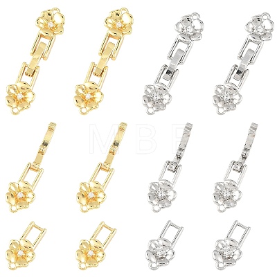 8Pcs 2 Colors Brass Micro Pave Clear Cubic Zirconia Fold Over Clasps KK-CJ0005-92-1