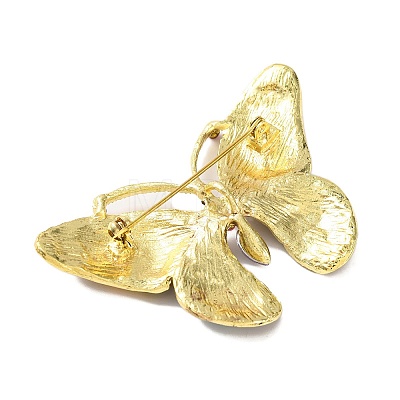 Golden Plated Alloy Colorful Rhinestone Insect Brooches JEWB-L017-07G-02-1