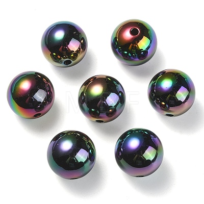 UV Plating Rainbow Iridescent Acrylic Beads PACR-E001-04B-1