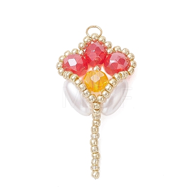 Glass Seed Beaded Tulip Pendants PALLOY-MZ01214-03-1