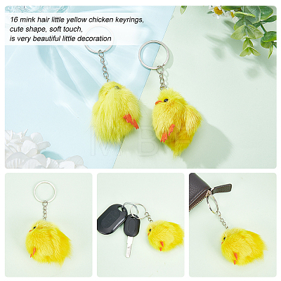 Cute Water Mink Mini Fur Chicken Pendant Bag Keychain KEYC-WH0018-77-1