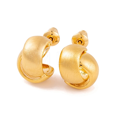 Cross Drawbench Brass Half Hoop Stud Earrings for Women EJEW-G391-11G-1