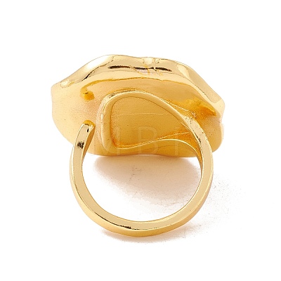 Oval Brass Open Cuff Finger Ring Enamel Settings KK-G428-03G-1
