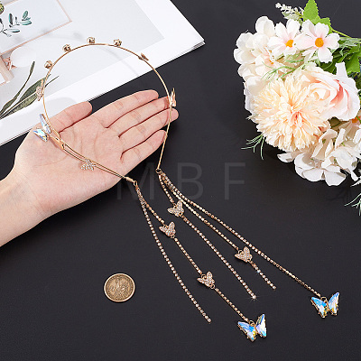 Zinc Alloy Rhinestone Hair Bands OHAR-WH20007-01B-G-1