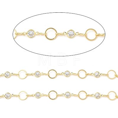 Rack Plating Brass Ring & Flat Round Link Chain CHC-H105-10G-1