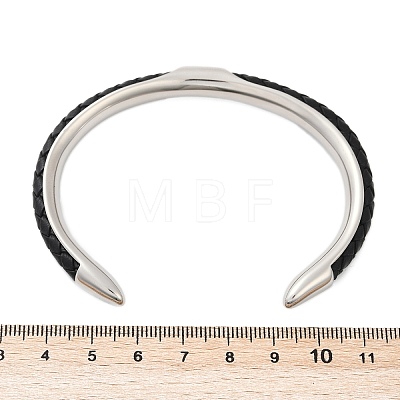 304 Stainless Steel Microfiber Leather Cord Cuff Bangles BJEW-D304-14P-01-1