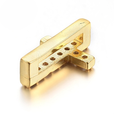 Brass Micro Pave Cubic Zirconia Slide Charms ZIRC-E157-01G-1