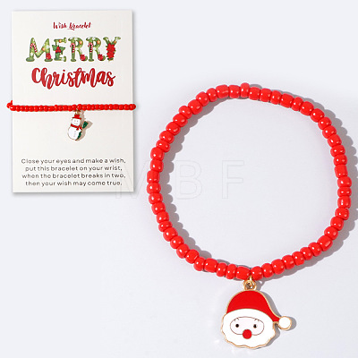 Christmas 304 Stainless Steel Enamel Charm Bracelets LB4238-8-1