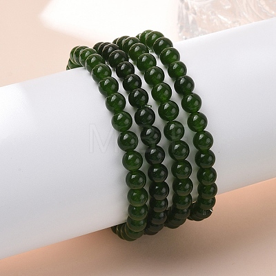 Natural TaiWan Jade Bead Stretch Bracelets X-BJEW-K212-A-019-1
