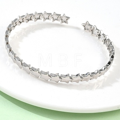 Star Brass Cuff Bangles for Women BJEW-C144-01A-P-1