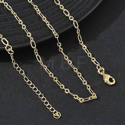 2.7MM Brass Textured Figaro Chain Necklaces for Women KK-CBA2293-16G-1
