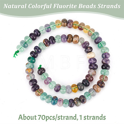 Olycraft 1 Strand Natural Colorful Fluorite Beads Strands G-OC0004-75-1