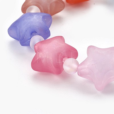 Frosted Acrylic Beads Kids Stretch Bracelets BJEW-JB03895-1