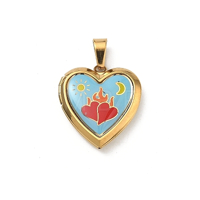 304 Stainless Steel Locket Pendants STAS-H255-02G-01-1