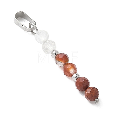 Faceted Round Natural Mixed Gemstone Beaded Pendants PALLOY-JF03529-1