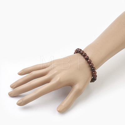 Natural Dyed Sandalwood Beads Stretch Bracelets BJEW-JB03843-1