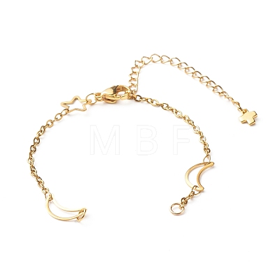 304 Stainless Steel Moon & Star Link Chains Bracelet Making X-AJEW-JB01039-02-1